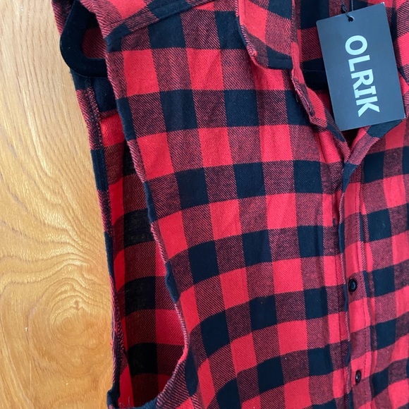 Olrix plaid gingham button down sleeveless tunic top M - Picture 5 of 9